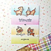 Sunny Studio Stamps Devoted Doggies Pastel Rainbow Colorblock Card
