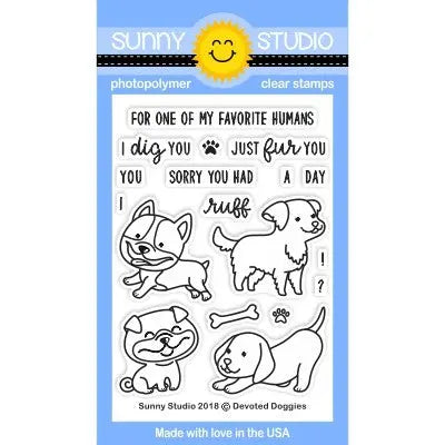 Sunny Studio Stamps Devoted Doggies 3x4 Clear Photopolymer Stamp Set
