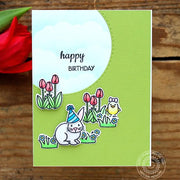 Sunny Studio Bunny Rabbit with Tulips & Baby Chick Spring Birthday Card (using Easter Wishes 4x6 Clear Stamps)