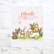 Sunny Studio Sheep, Bunny & Chicks Spring Easter Friends Card by Lexa Levana (using Easter Wishes 4x6 Clear Stamps)