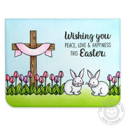 Sunny Studio Stamps Easter Wishes Cross, Tulips & Bunny Rabbit card
