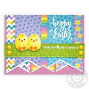 Sunny Studio Happy Easter From One Chick To Another Punny Pennant Card (using Eggs To Dye For 4x6 Clear Stamps)