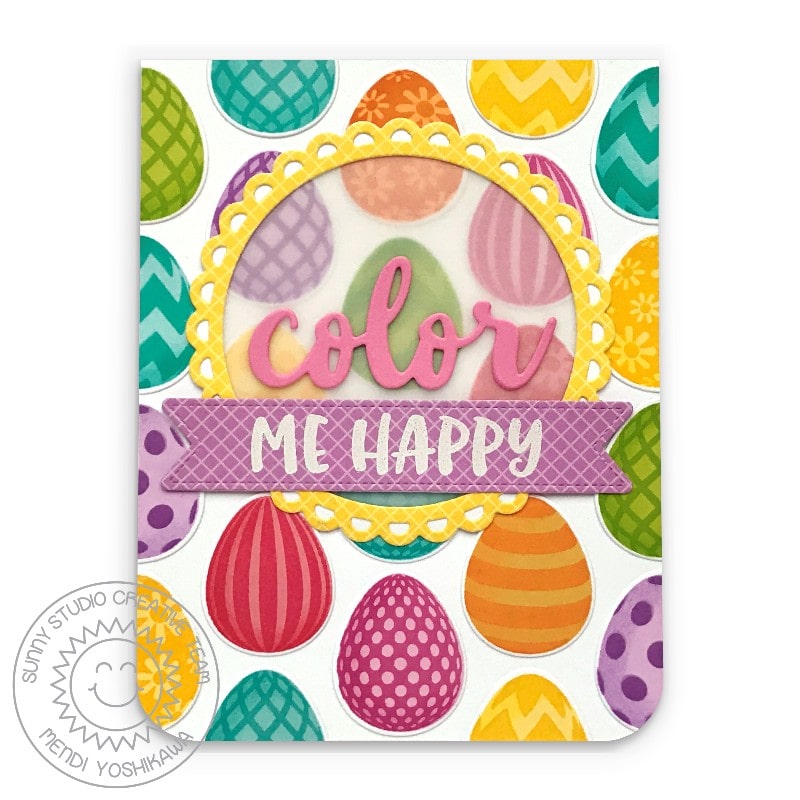 Sunny Studio Color Me Happy Rainbow Handmade Easter Card (using Eggs To Dye For 4x6 Clear Stamps)