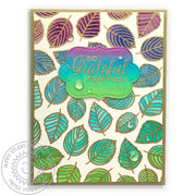 Sunny Studio Stamps Elegant Leaves Gold Embossed Watercolor Leaf Background Card