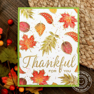 Sunny Studio Stamps Elegant Leaves Gold Embossed Watercolor Fall Handmade Card by Juliana Michaels