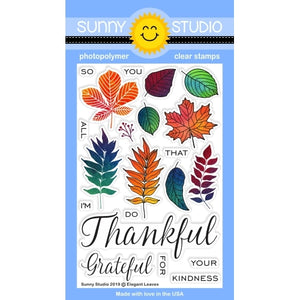 Sunny Studio Stamps Elegant Leaves Thankful for Fall 4x6 Photopolymer Clear Stamp Set
