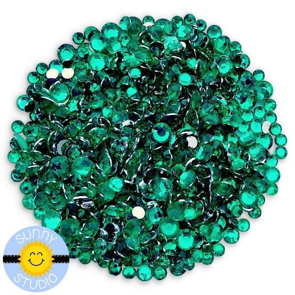 Sunny Studio Stamps Emerald Green Faux Jewels Rhinestones Crystals Gems- 3mm, 4mm & 5mm