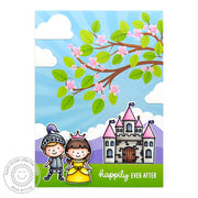 Sunny Studio Spring Cherry Blossoms Tree Princess Fairytale Handmade Card (using Spring Fling 6x6 Patterned Paper Pack)