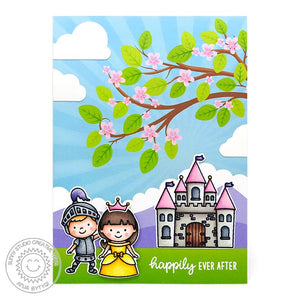 Sunny Studio Fairytale Princess with Knight and Castle Handmade Card (using Enchanted 4x6 Clear Stamps)