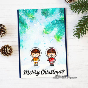 Sunny Studio Stamps Eskimo Kisses Watercolor Christmas Card by Isha Gupta