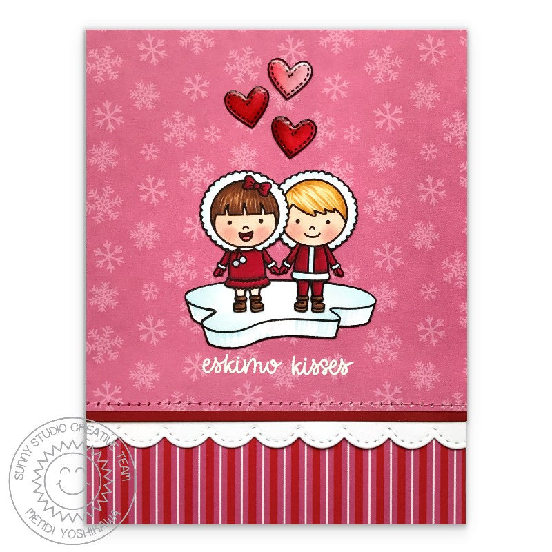Sunny Studio Stamps Eskimo Kisses Pink & Red Love Themed Winter Card