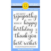 Sunny Studio Stamps Everyday Greetings All Occasion 3x4 Photopolymer Clear Sentiment Stamp Set