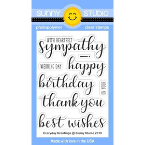 Sunny Studio Stamps Everyday Greetings All Occasion 3x4 Photopolymer Clear Sentiment Stamp Set