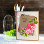 Sunny Studio Stamps Everything's Rosy Pink & Brown Layered Rose Kraft Card by Wanda Guess