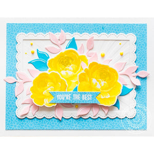 Sunny Studio Stamps Everything Rosy Yellow Layered Rose Handmade Card by Mona Toth