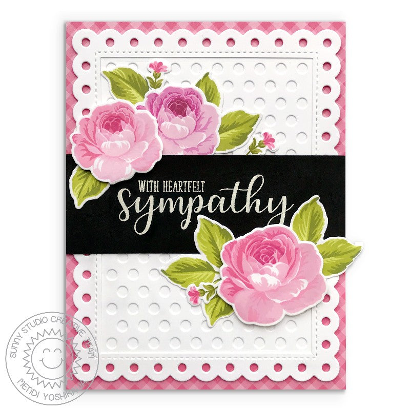 Sunny Studio Stamps Everything's Rosy Pink Rose "With Heartfelt Sympathy" Card