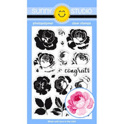 Sunny Studio Stamps Everything's Rosy 4x6 Photopolymer Clear Layered Rose Layering Stamp Set