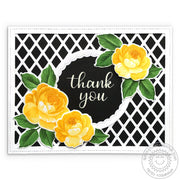Sunny Studio Black & White Yellow Rose Thank You Card (using Everyday Greetings Stamps)