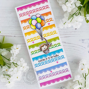 Sunny Studio Stamps Floating By Rainbow Monkey hanging from Balloon Bouquet with Birthday Card