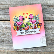 Sunny Studio You're Flamazing Punny Tropical Summer Card with Pineapples & Flowers using Fabulous Flamingos 4x6 Clear Stamps