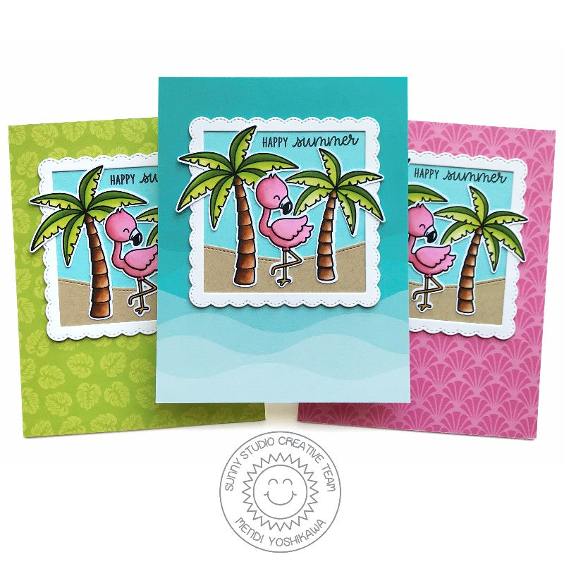 Sunny Studio Stamps Flamingo & Palm Trees Card Set (using Summer Splash 6x6 Paper Pack)