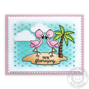 Sunny Studio Stamps You're Flamazing Flamingo Card (using Fluffy Clouds Metal Cutting Dies)