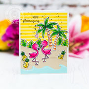 Sunny Studio Stamps You're Flamazing Flamingo Summer Card (using Catch A Wave Border Dies)