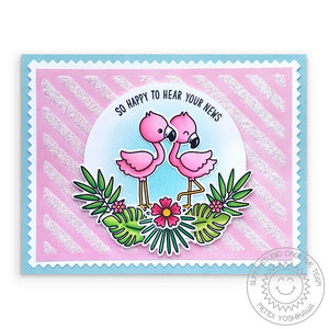 Sunny Studio Stamps So Happy To Hear Your News Pink Glitter Striped Flamingo