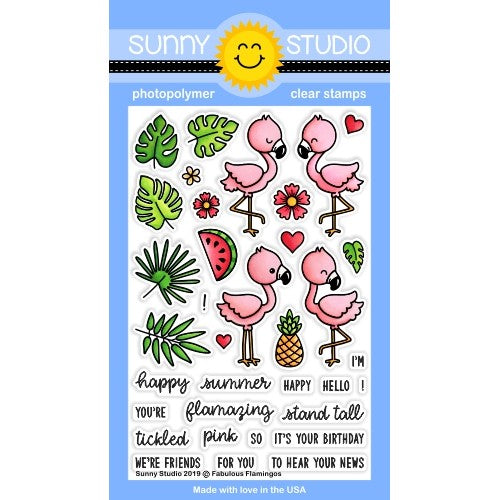 Sunny Studio Stamps Fabulous Flamingos 4x6 Clear Photopolymer Stamp Set
