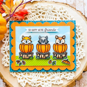 Sunny Studio So Happy We're Friends Autumn Critters in Pumpkins Card (using Fall Friends 4x6 Clear Stamps)