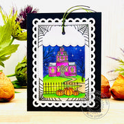 Sunny Studio Stamps Haunted House with Pumpkins & Spider Webs Halloween Card (using Mini Mat & Tag 3 Dies)