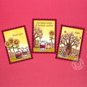 Sunny Studio Stamps Harvest Mice & Autumn Tree Scalloped Mini Fall Cards (using Mini Mat & Tag 1 Metal Cutting Dies)