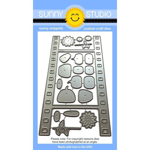 Sunny Studio Stamps Fall Flicks Filmstrip Steel Rule Die Set with layering pumpkin & sunflower dies