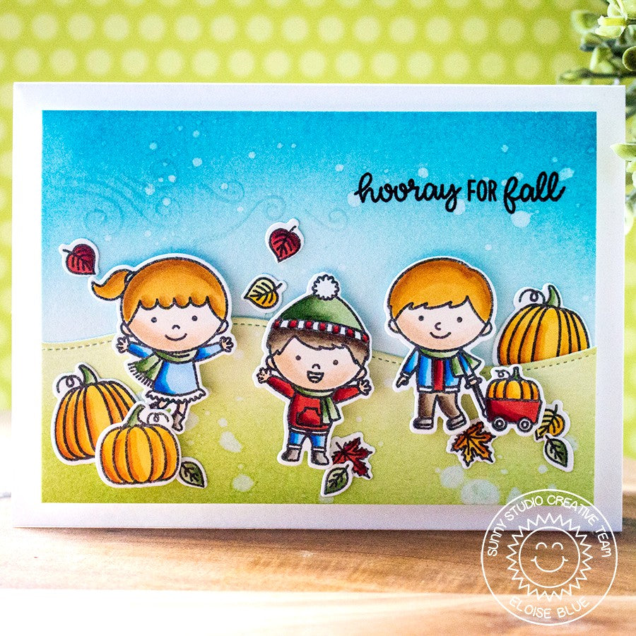 Sunny Studio Stamps Fall Kiddos Pumpkin Patch Card by Eloise Blue