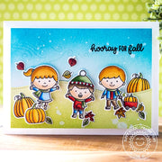 Sunny Studio Stamps Fall Kiddos Pumpkin Patch Card (using Woodland Border dies)