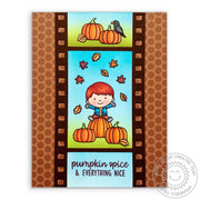 Sunny Studio Stamps Fall Kiddos Playing In The Leaves At The Pumpkin Patch Filmstrip Card by Mendi Yoshikawa