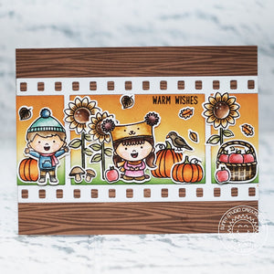 Sunny Studio Stamps Fall Kiddos & Happy Harvest Card (using Fall Flicks Filmstrip Die)