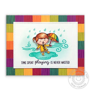Sunny Studio Stamps Fall Kiddos Rainy Day with Rainbow Umbrella Card by Mendi Yoshikawa