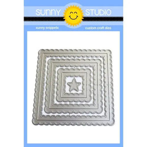 Sunny Studio Stamps Fancy Frames Stitched Scalloped Square Metal Cutting Dies