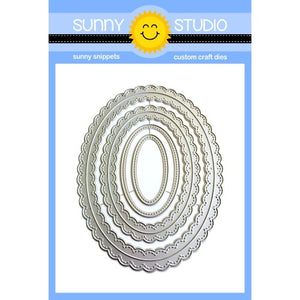 Sunny Studio Stamps Fancy Frames Stitched Scalloped Oval Metal Cutting Dies