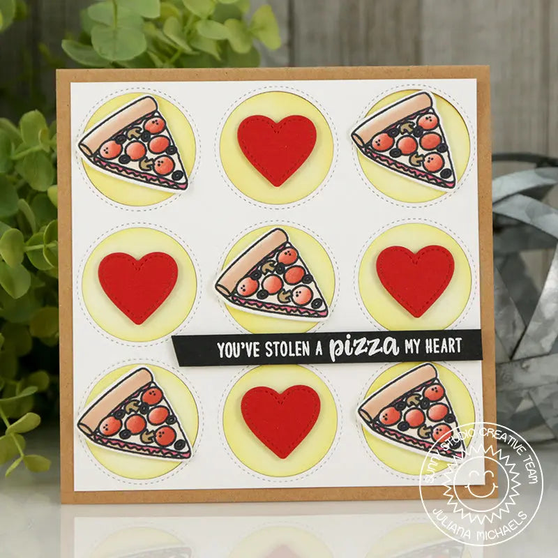 Sunny Studio Stamps Fast Food Fun Tic Tac Toe Pizza Lover Card