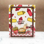 Sunny Studio Stamps Fast Food Fun Hamburger Card with Stitched Scallop border (using Fancy Frames Rectangle Dies)