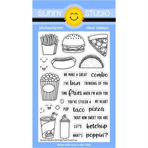 Sunny Studio Stamps Fast Food Fun 4x6 Clear Photopolymer Stamp Set