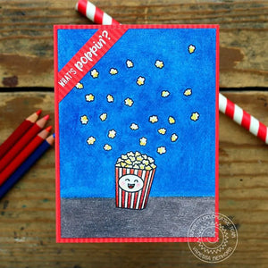 Sunny Studio Stamps Fast Food Fun What's Poppin'? Red, White & Blue Popcorn Card