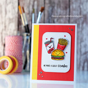 Sunny Studio Stamps Cheeseburger, Fries & Milkshake Card featuring Striped Silly 6x6 Patterned Paper