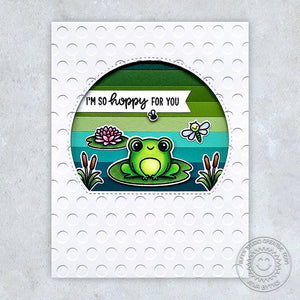 Sunny Studio I'm So Hoppy For You Punny Frog on Lily Pad White Polka-dot Embossed Handmade Card (using Feeling Froggy Clear Stamps)