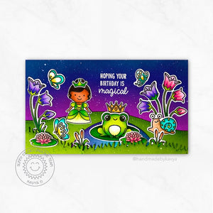Sunny Studio Princess & The Frog Fairytale Garden Themed Handmade Card (using Garden Fairy 4x6 Clear Stamps)