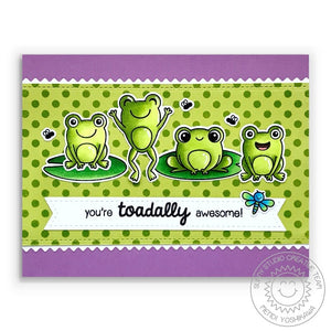 Sunny Studio You're Toadally Awesome Punny Polka-dot Frog Card (using Feeling Froggy 2x3 Clear Stamps)