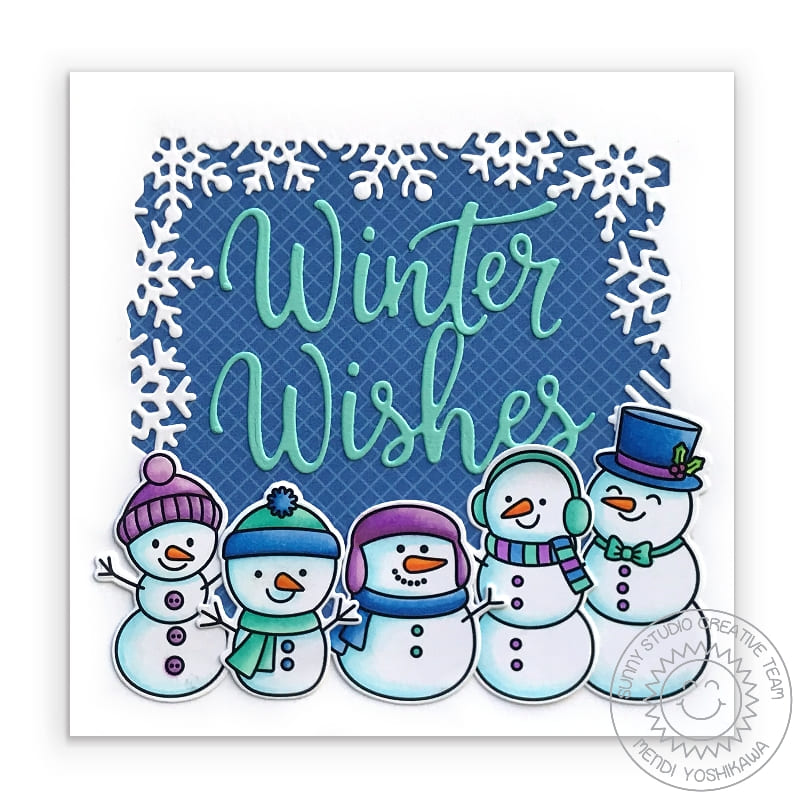 Sunny Studio Stamps Season's Greetings White & Kraft Paper Handmade Holiday Christmas Card using Christmas Garland Frame Dies