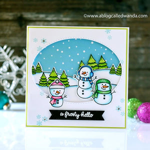 Sunny Studio Stamps A Frosty Hello Winter Snowman Holiday Christmas Card (using Feeling Frosty 4x6 Clear Stamps)